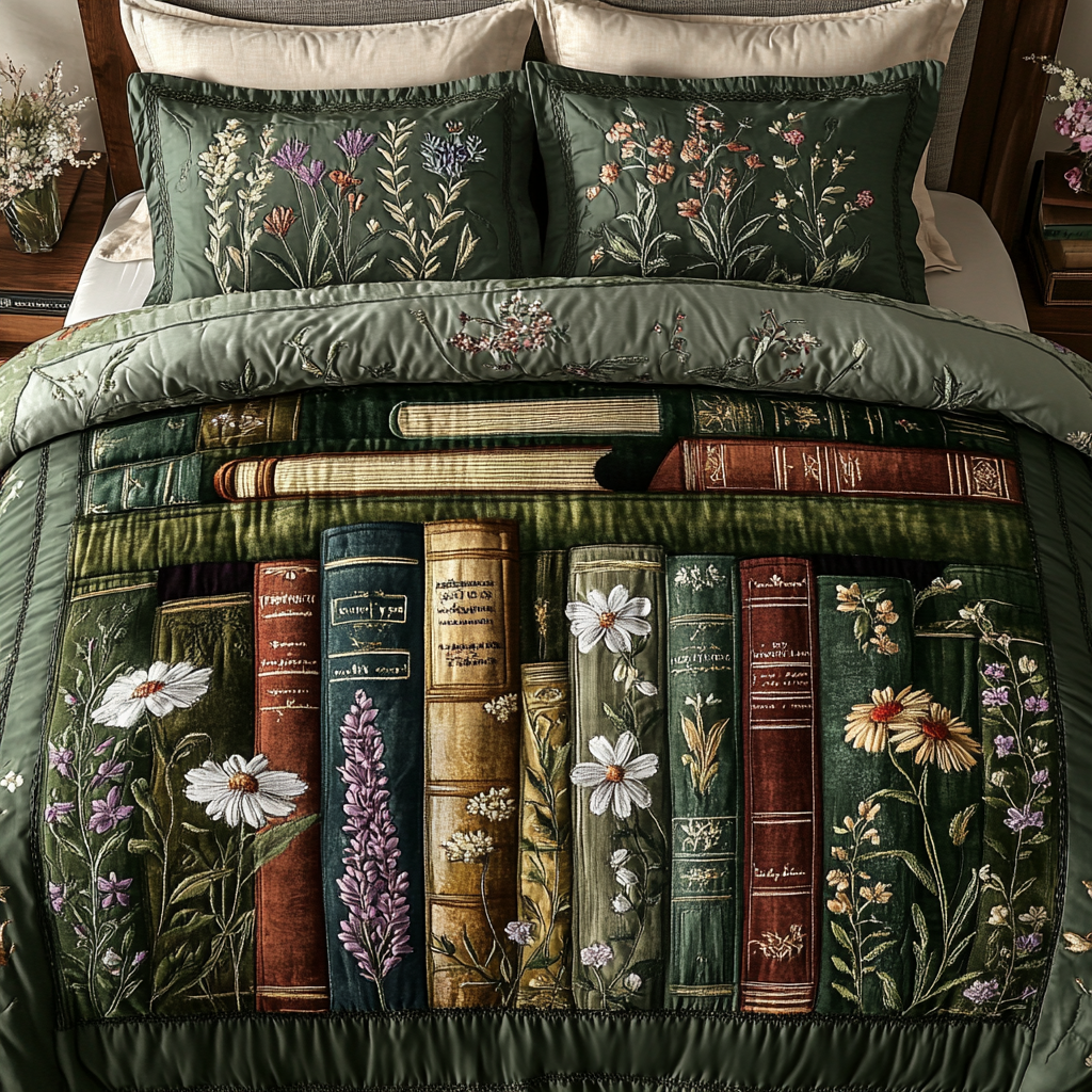 Literary Bloom Quilted Bedding Set Best Bed Sheet Set Book Themed Birthday Gifts
