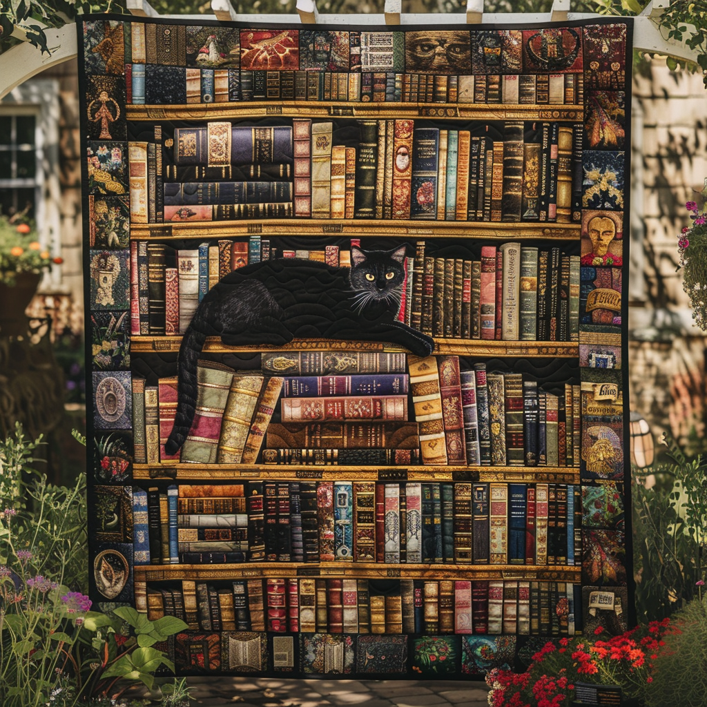Literary Cat Quilted Blanket Cat Christmas Gifts