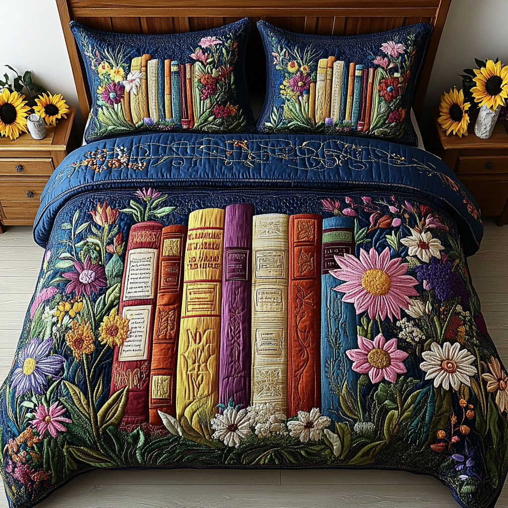 Literary Dreams Quilted Bedding Set Bed Decorations Bookish Gift Ideas