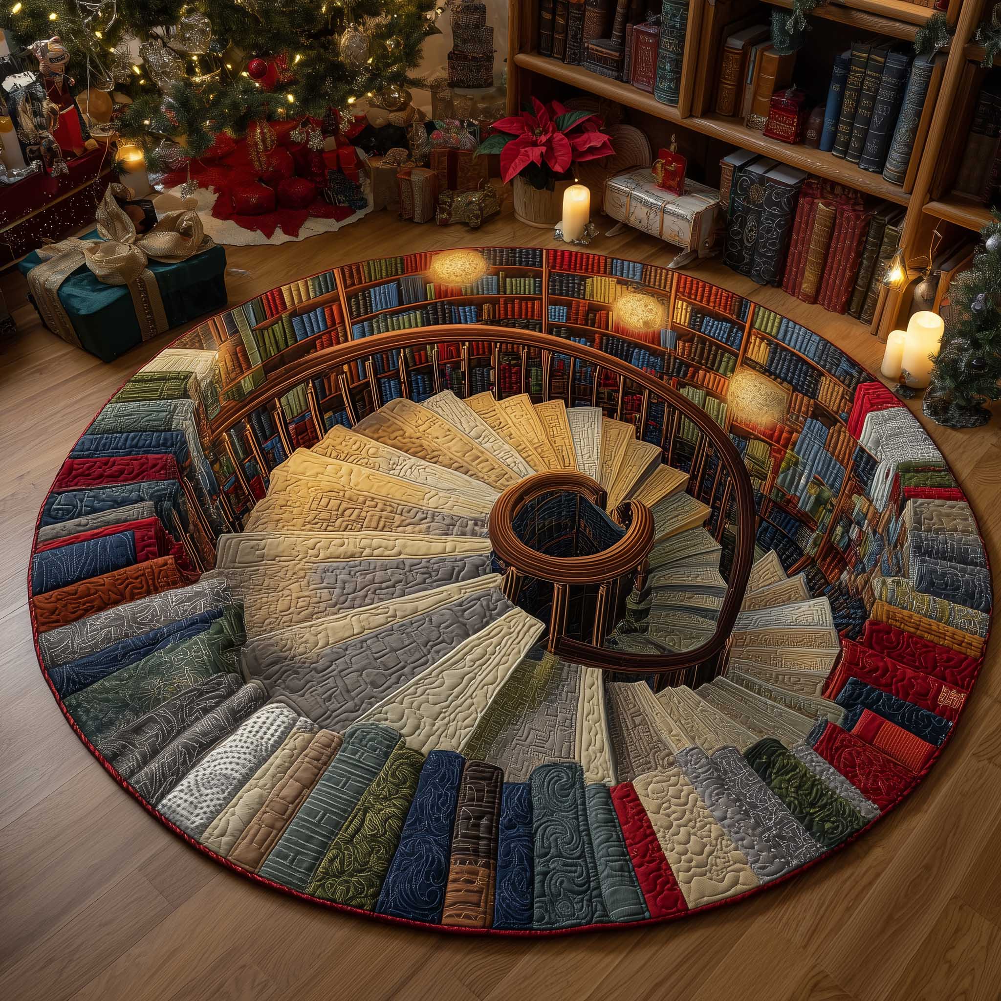 Literary Escape Quilted Round Mat Eco-Friendly Quilted Round Mat for Sustainable Living
