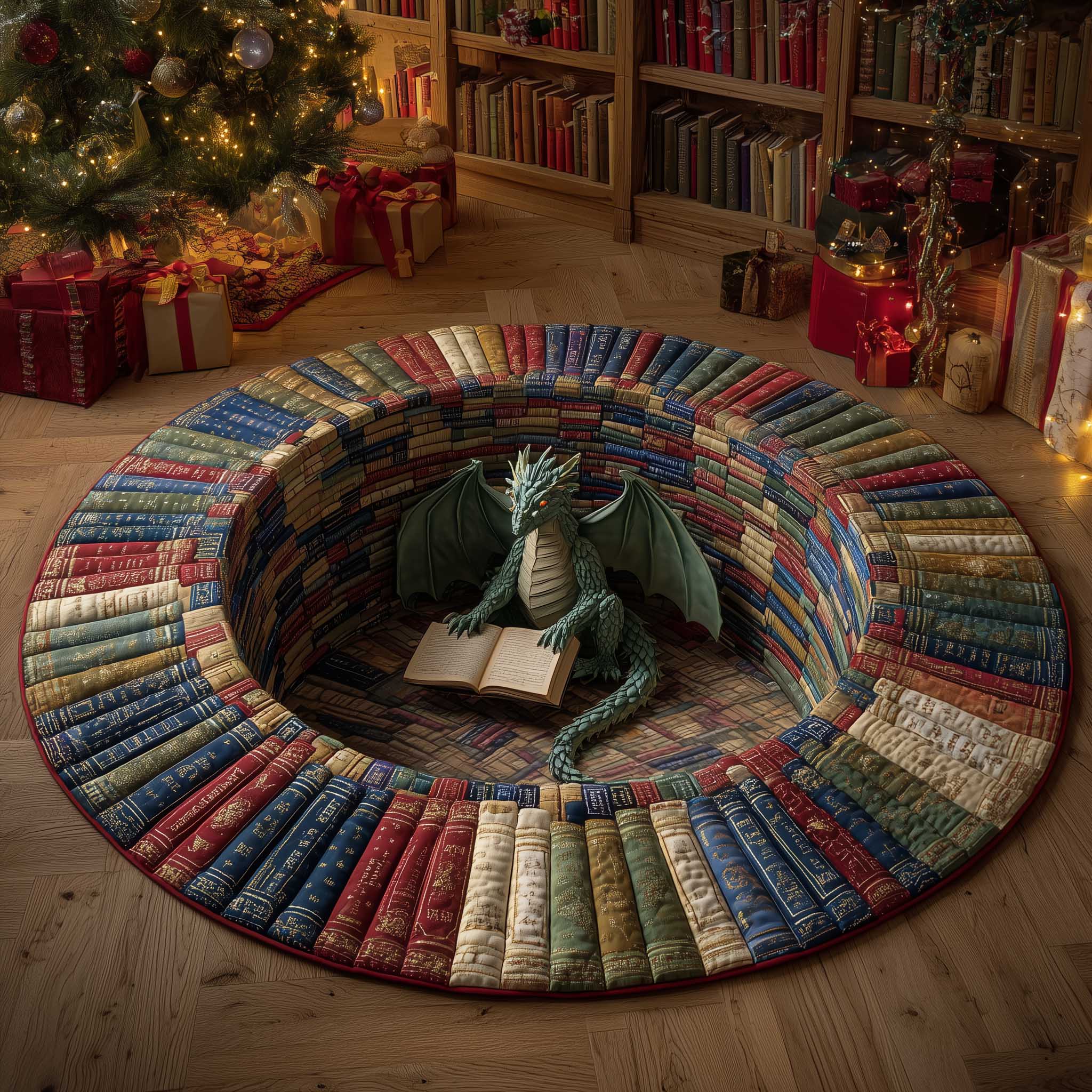 Literary Escape Quilted Round Mat Premium Quilted Round Mat for Cozy Living Spaces