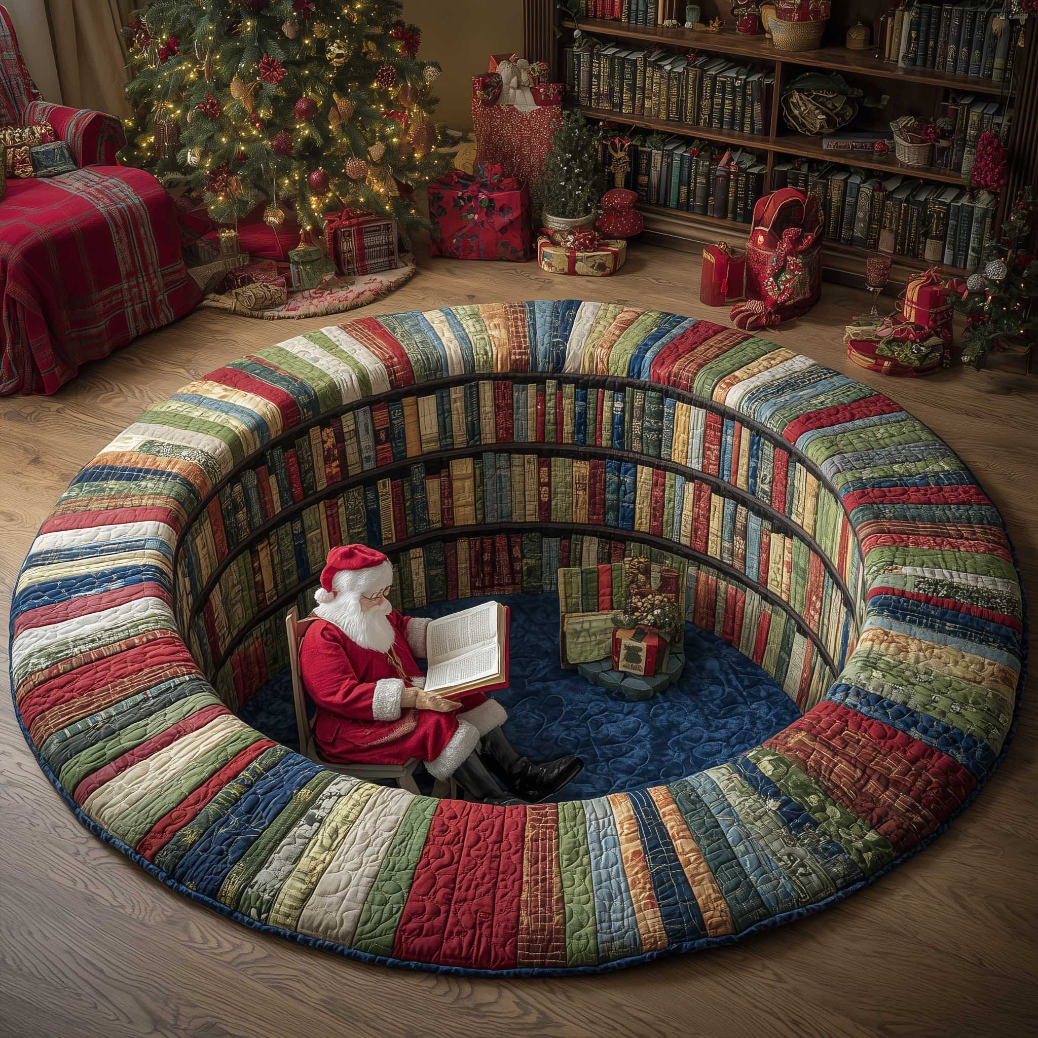 Literary Escape Quilted Round Mat Soft and Stylish Quilted Round Mat for Home Decor