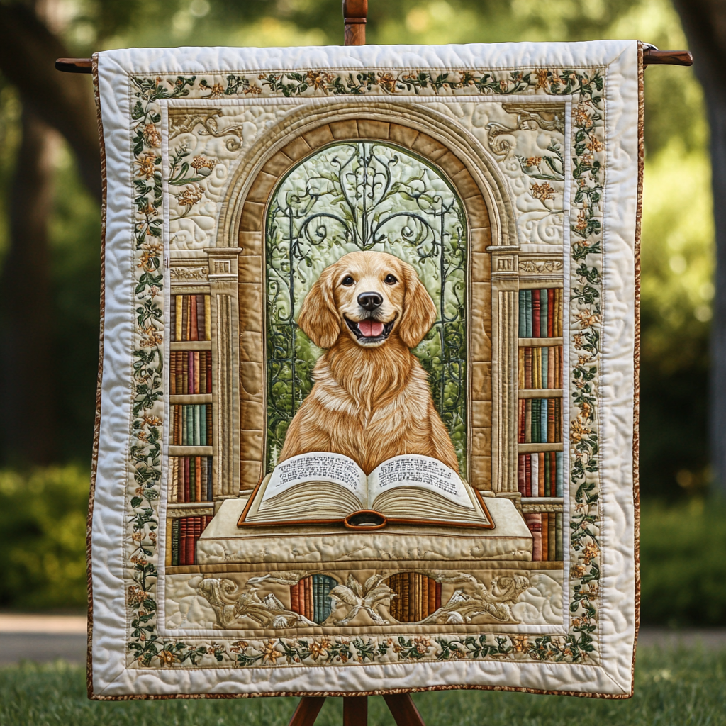 Literary Golden Quilted Blanket Labrador Retriever Blanket Dog Gift Ideas For Dog Owners