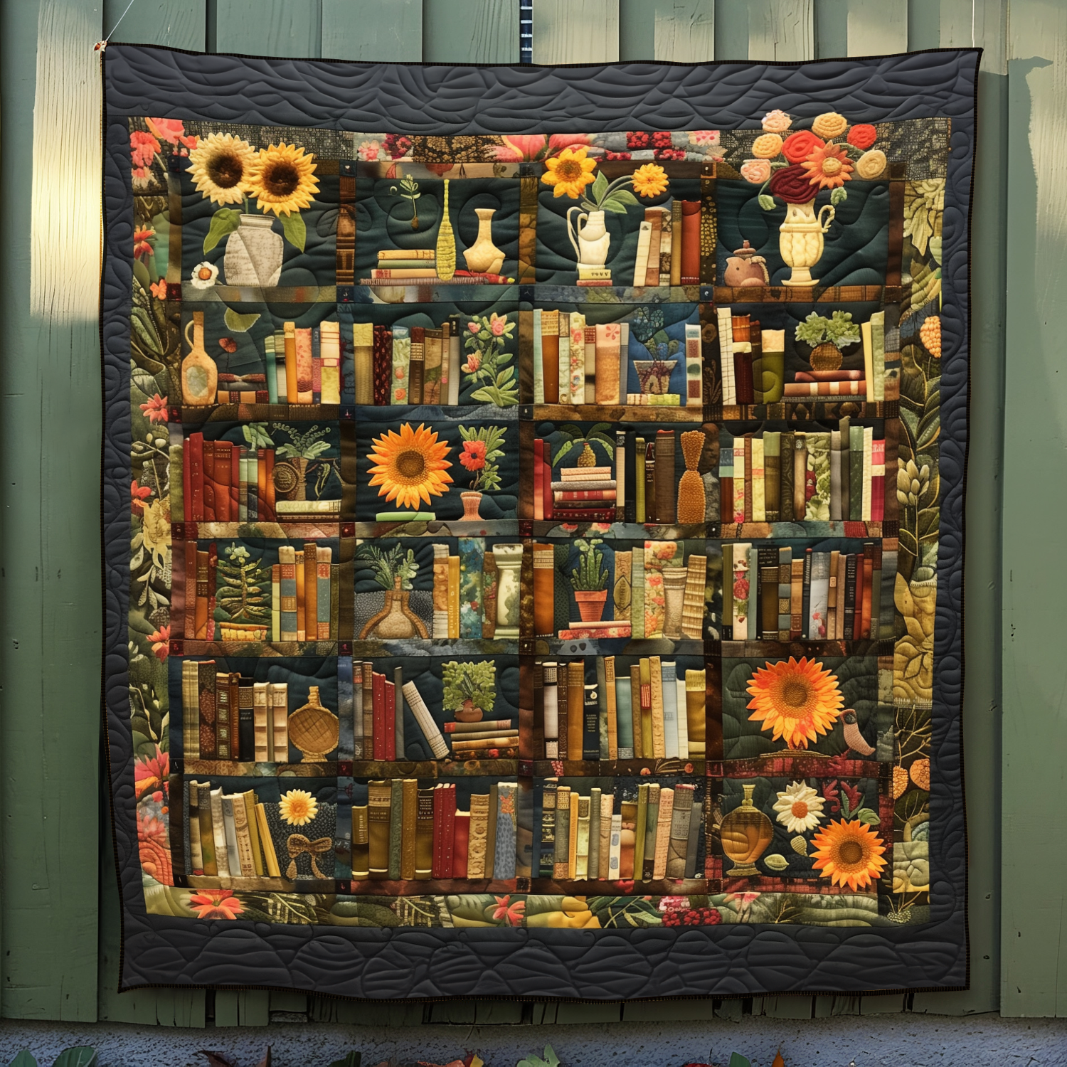Literary Lattice Quilted Blanket Sunflower Gift Items