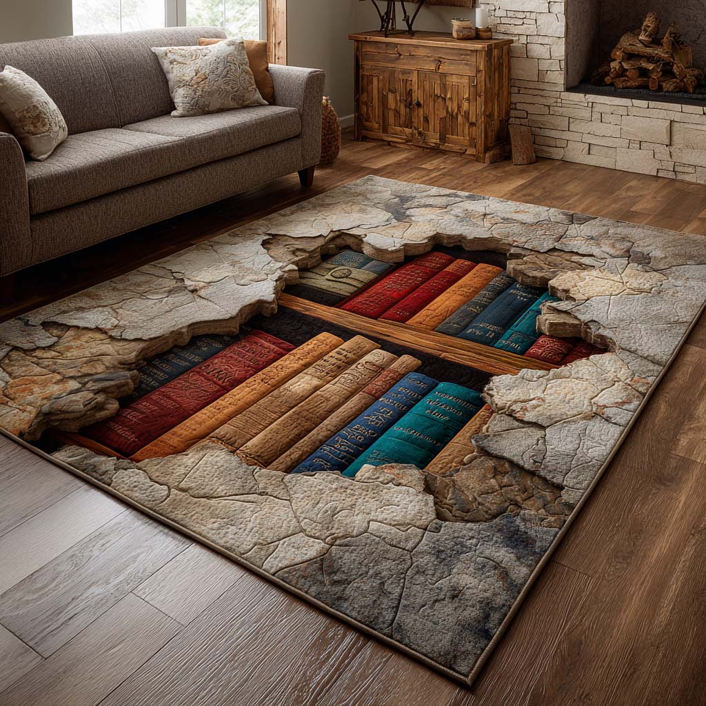 Literary Lounge Area Rug Modern Holiday Decor Great Book Lover Gift Ideas