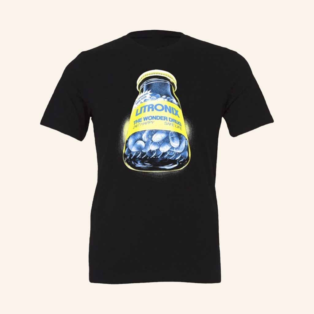 Litronix Merch The Wonder Drug Black T-Shirt Music Related Gifts For Guys Litronix Merch The Wonder Drug Black T-Shirt Music Related Gifts For Guys