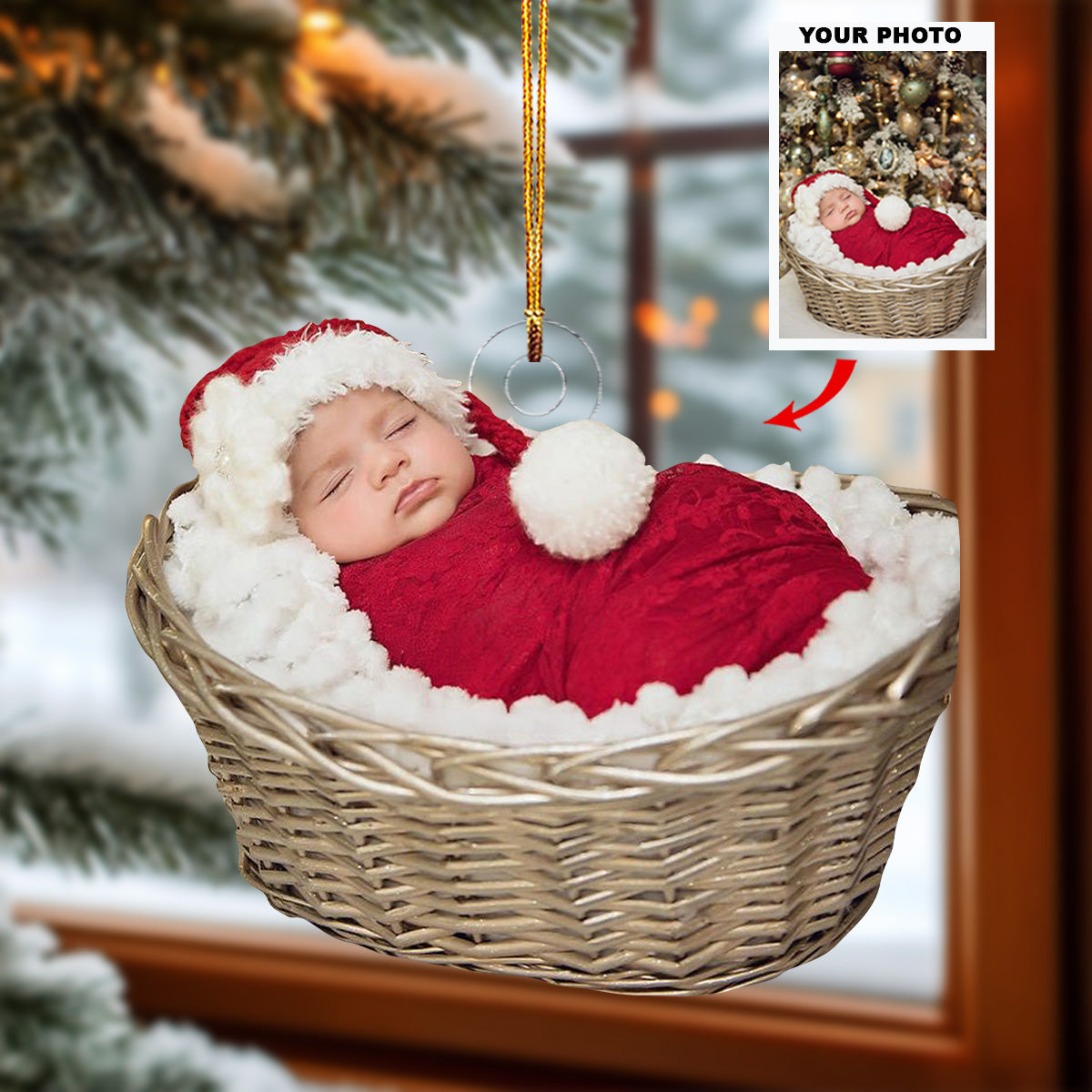 Little Angel Personalized Photo Mica Ornament Christmas Gift For Baby Family Members