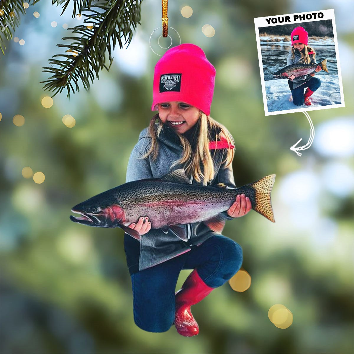 Little Angler Personalized Photo Mica Ornament Gift For Fishing Lovers