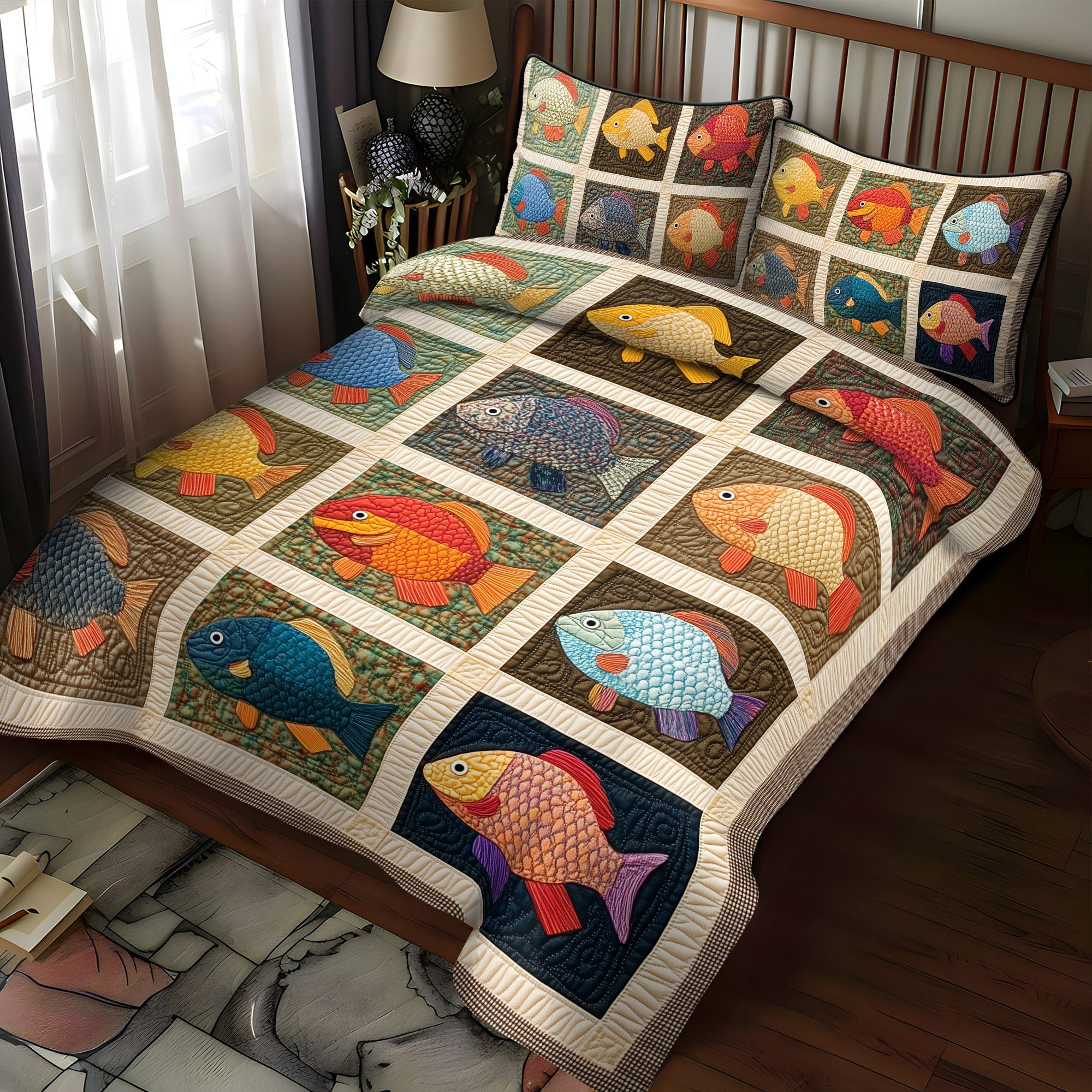 Little Anglers Quilted Bedding Set Holiday Duvet Covers BestFishing Gifts For Christmas 2025