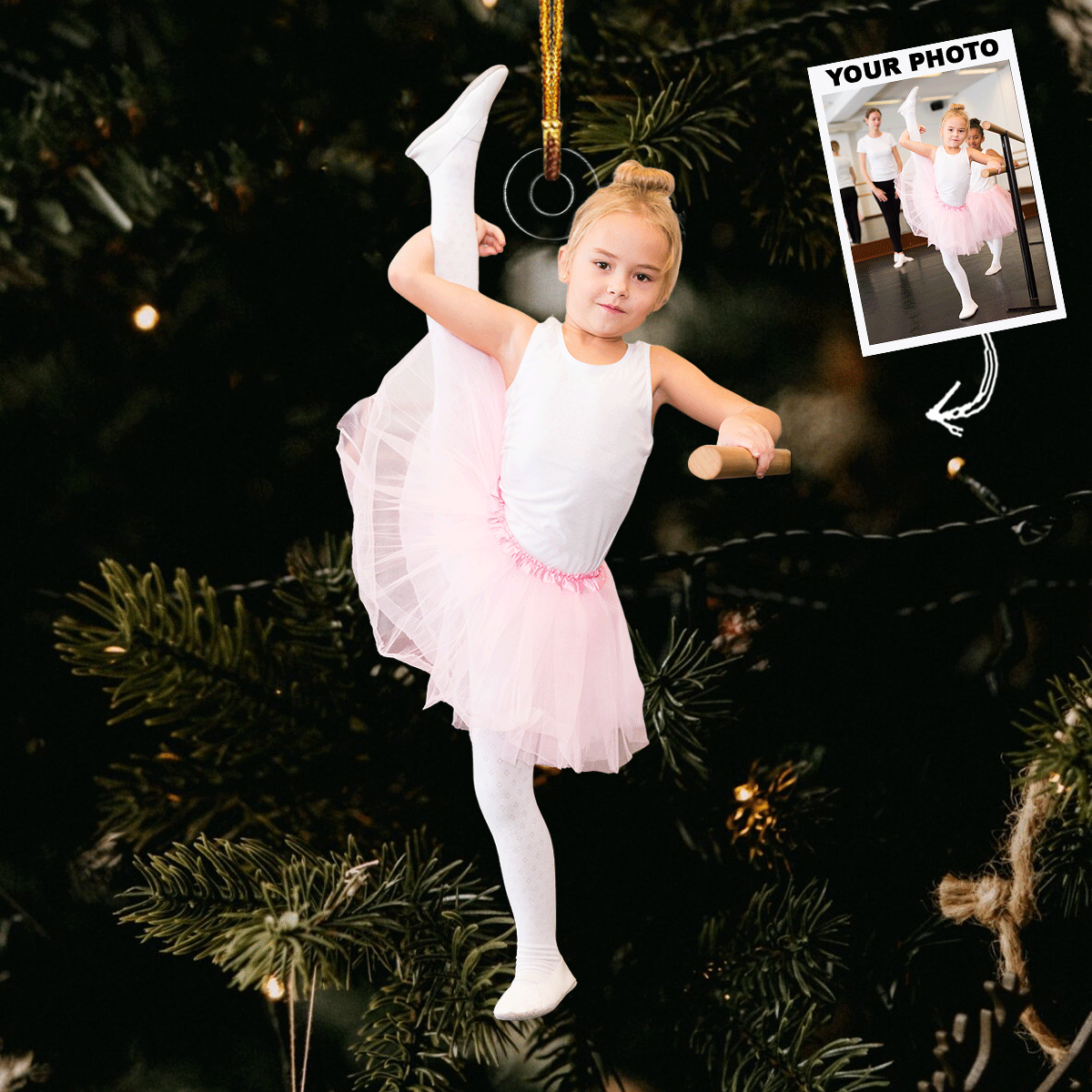 Little Ballet Dancer Personalized Photo Mica Ornament Christmas Gift For Ballet Lovers