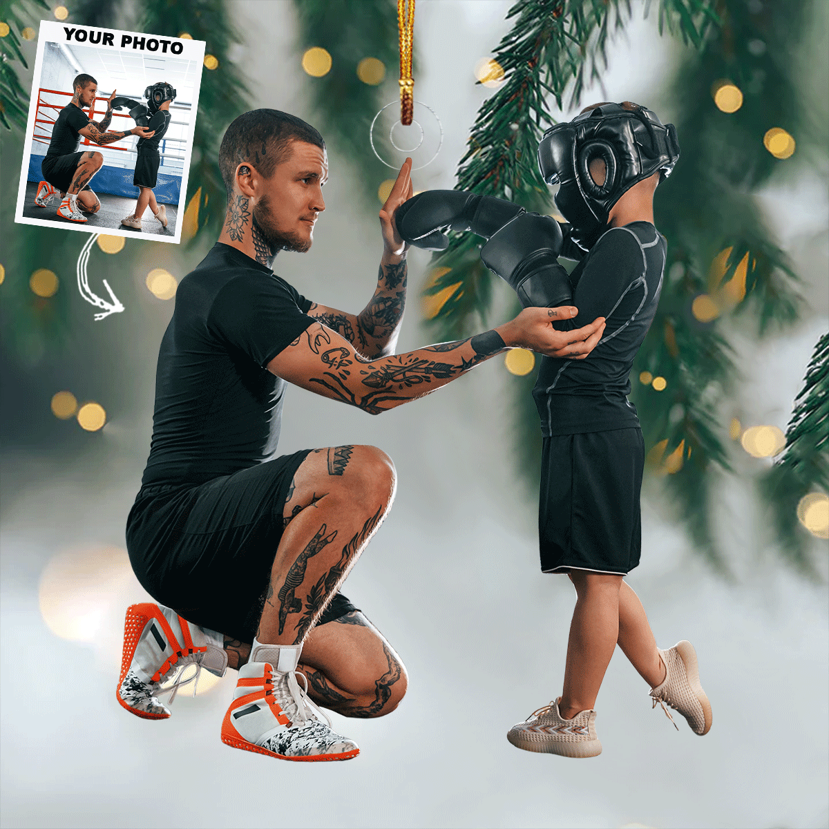 Little Champ Personalized Photo Mica Ornament Gift For Boxing Players Boxing Lovers Family
