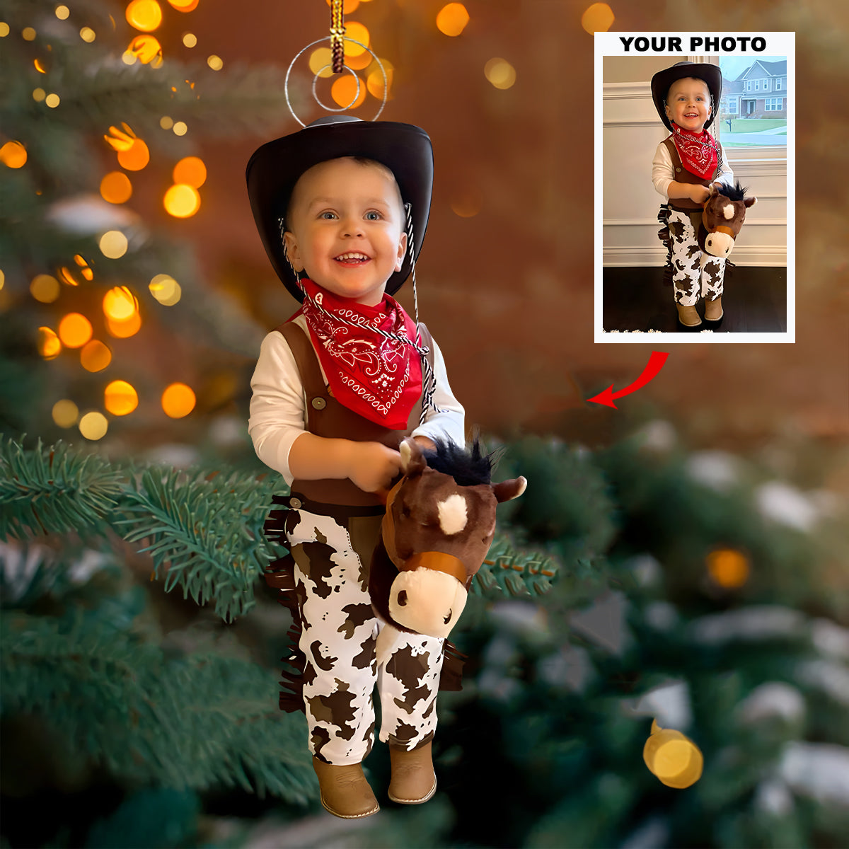 Little Charm Personalized Photo Mica Ornament Christmas Gift For Family Members