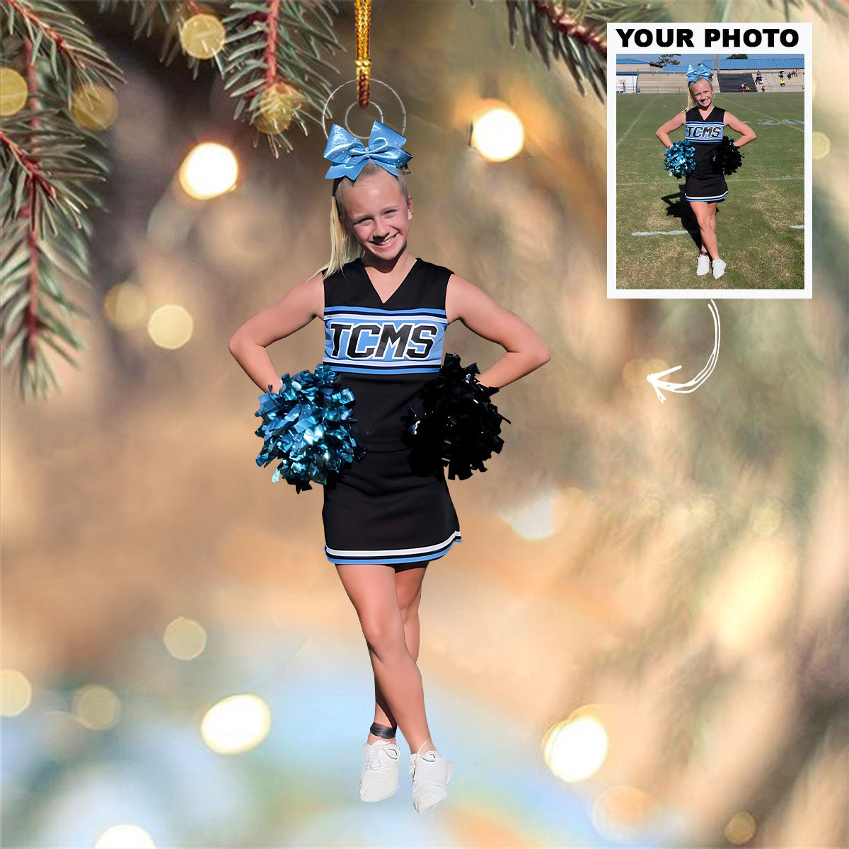 Little Cheerleader Ornament Personalized Custom Photo Mica Ornament Christmas Gift For