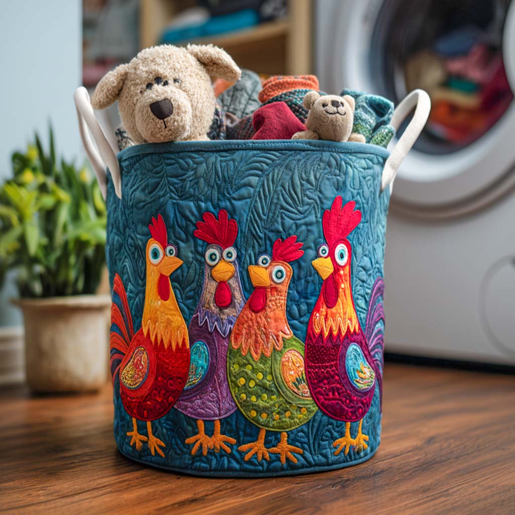 Little Clucker Quilted Laundry Basket Merch For Cozy Nights