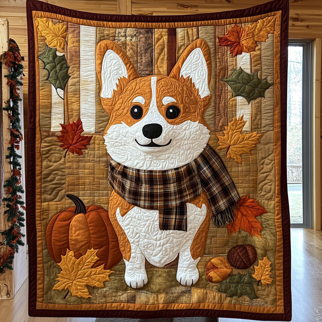 Little Corgi The Harvest Quilt Blanket Cozy Throw Blanket Presents For Corgi Lovers