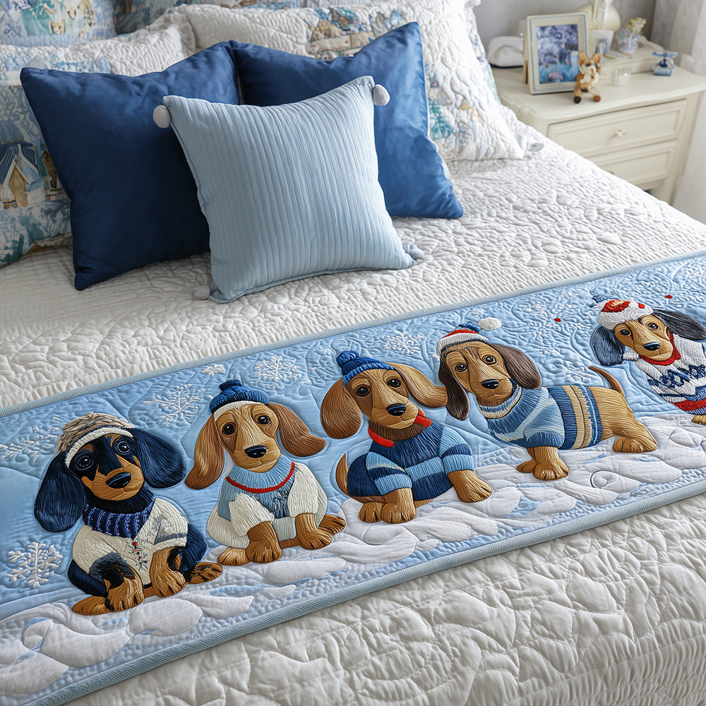 Little Dachshund Quilted Bed Runner Xmas Room Decorations Dachshund Gifts For Women