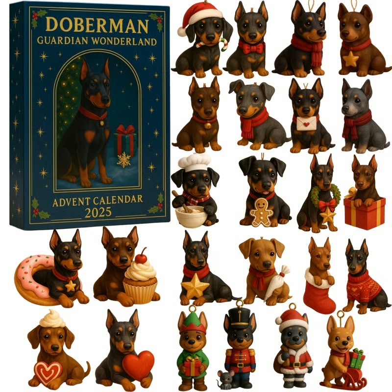 Little Doberman Advent Calendar 2025 Xmas Countdown Christmas Advent Calendar Dog Xmas Gifts