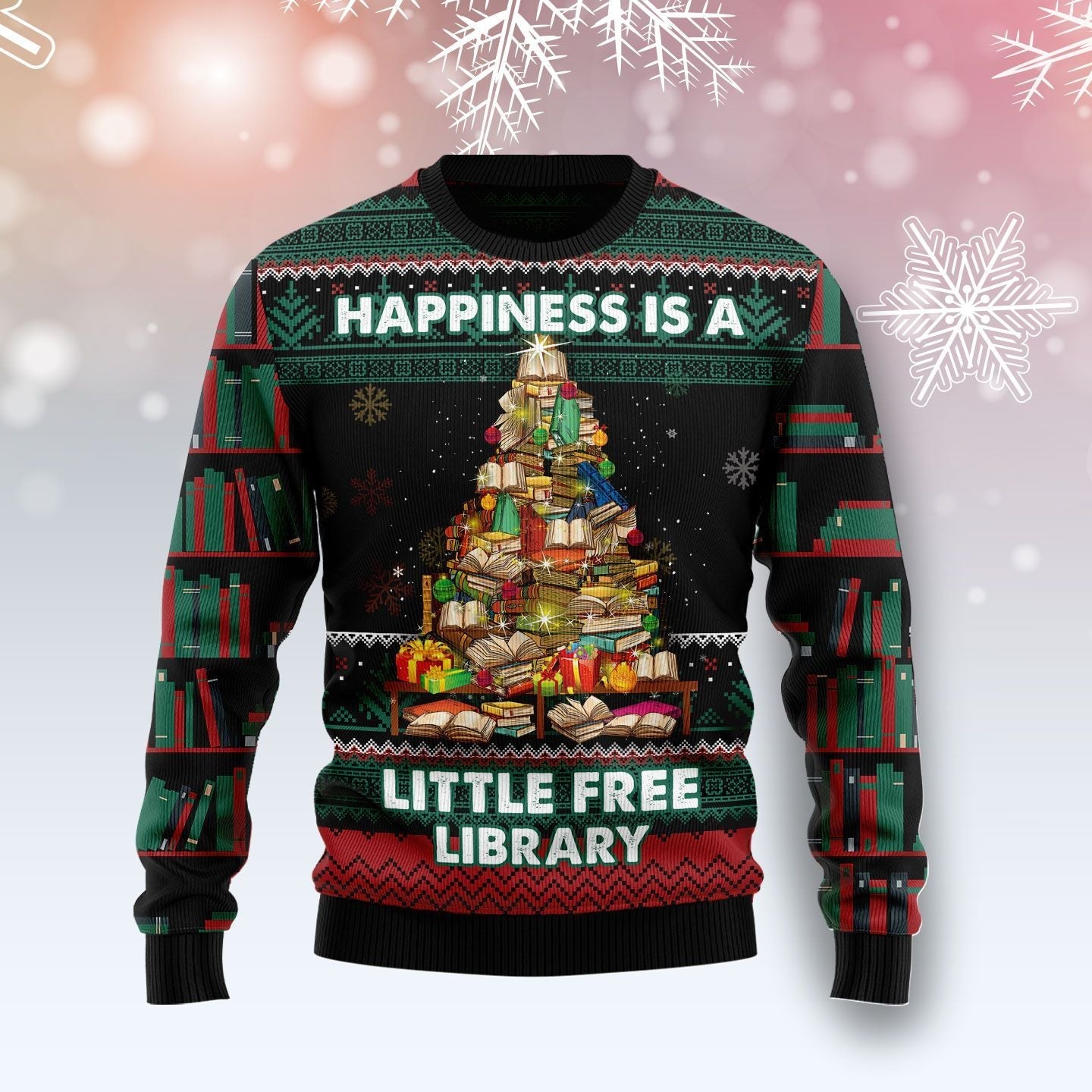 Little Free Library Ugly Christmas Sweater Great Xmas Holiday Jumper Gifts For Book Lovers