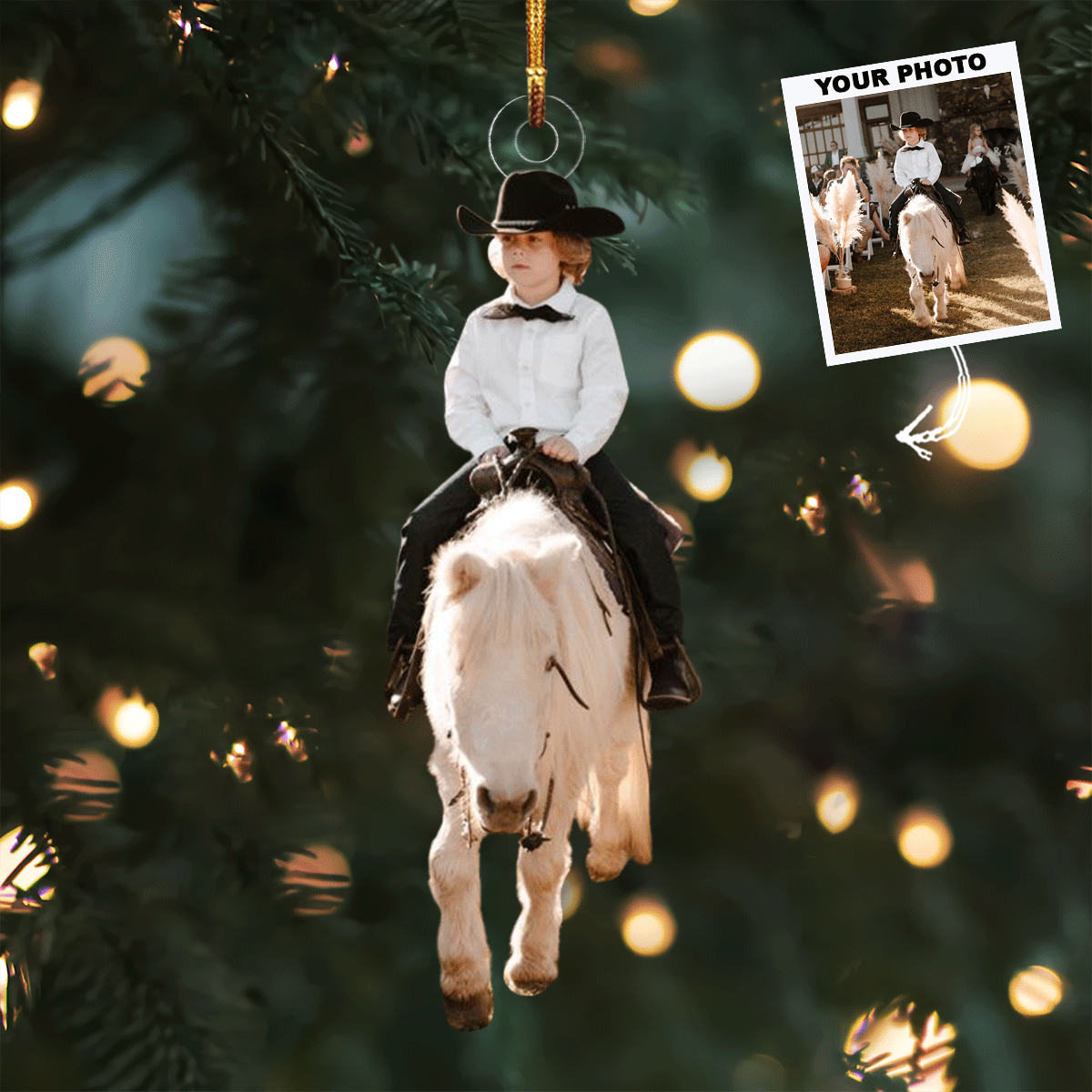 Little Joy Personalized Photo Mica Ornament Gift For Kid Family Members