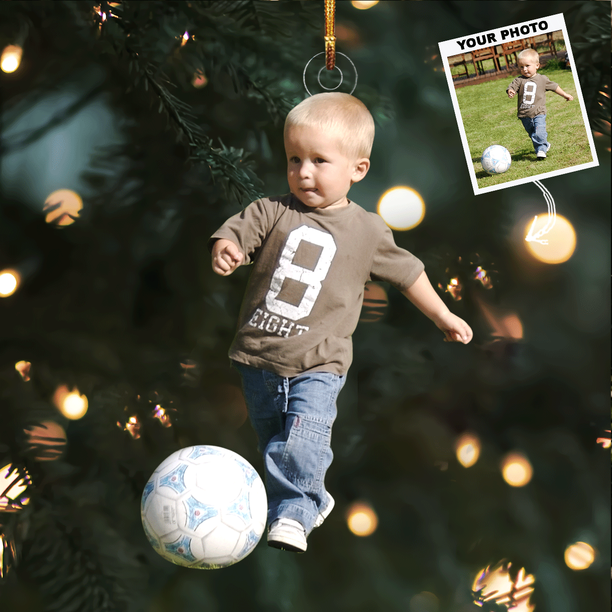 Little Kickers Personalized Photo Mica Ornament Christmas Gift For Soccer Sport Lovers
