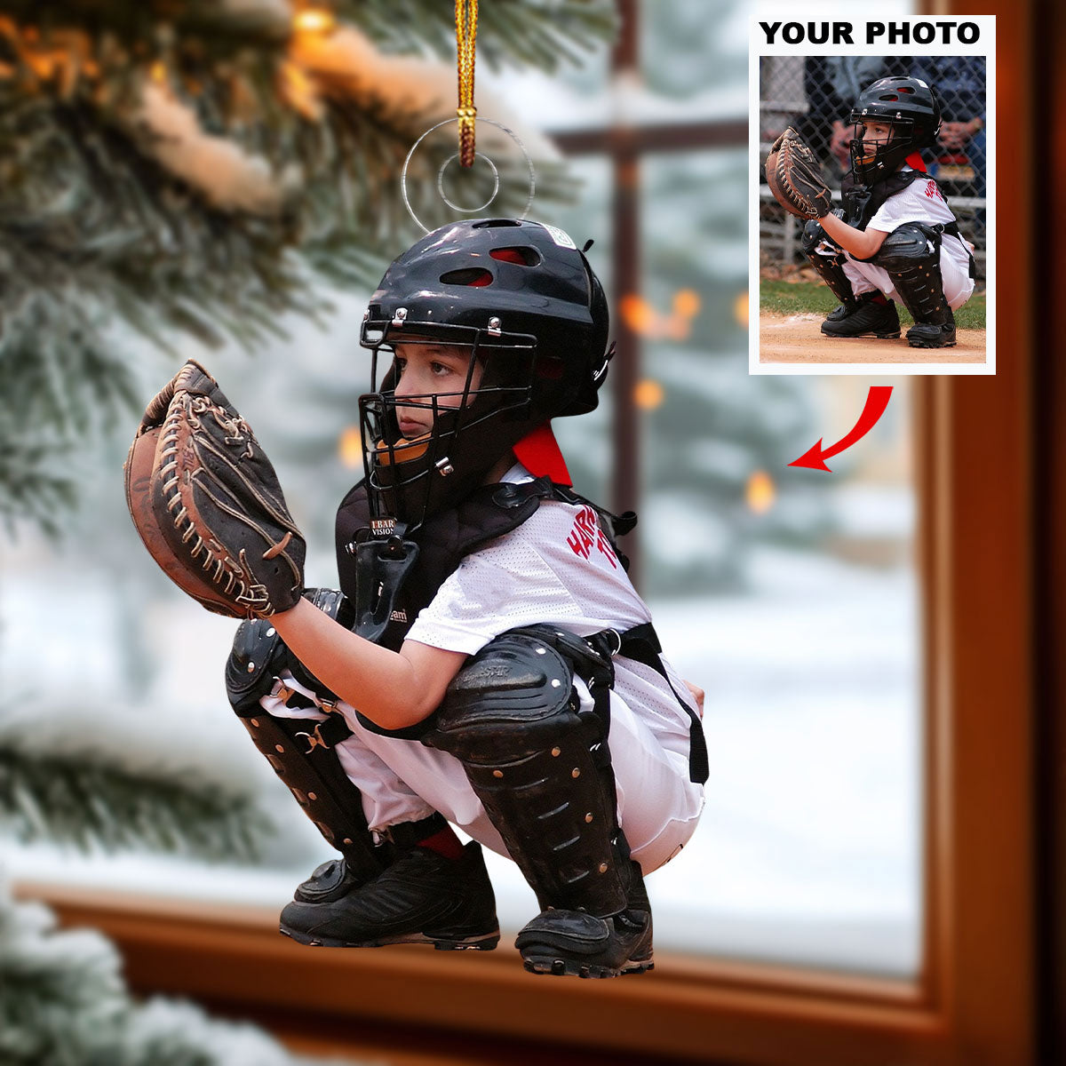 Little League Joy Personalized Photo Mica Ornament Christmas Gift For Sports Lovers