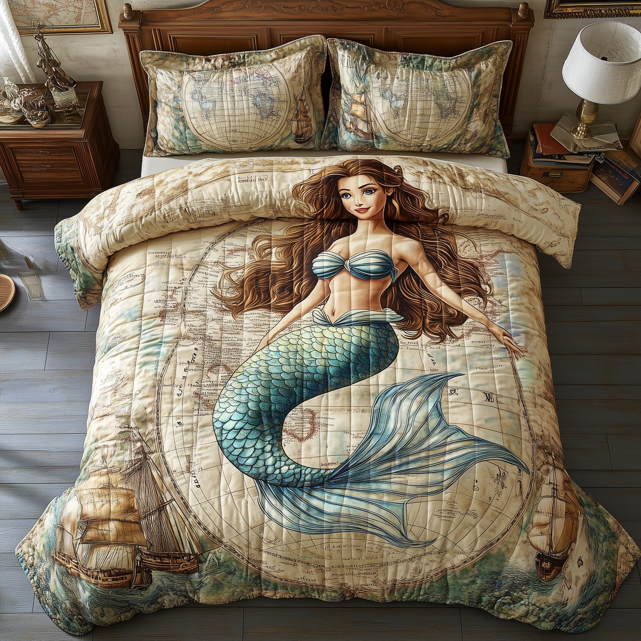 Little Mermaid Quilted Bedding Set Fantasy Mermaid Bedding Ideas Gifts