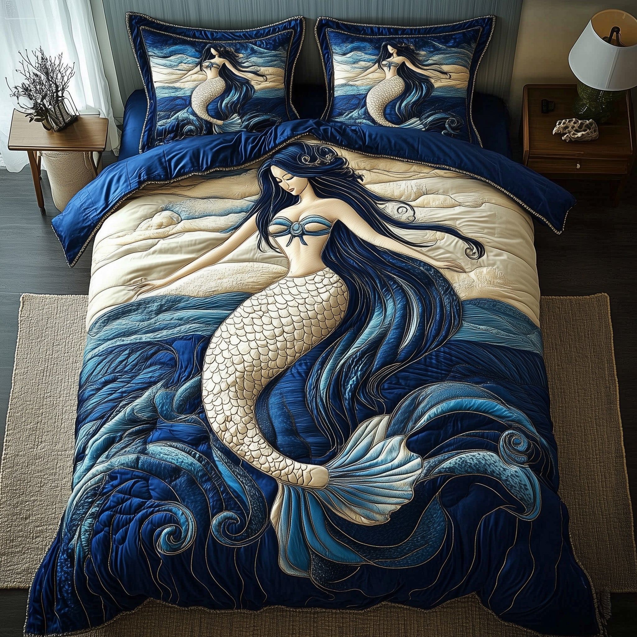 Little Mermaid Quilted Bedding Set Ocean Princess Illustration Best Mermaid Bedding Ideas