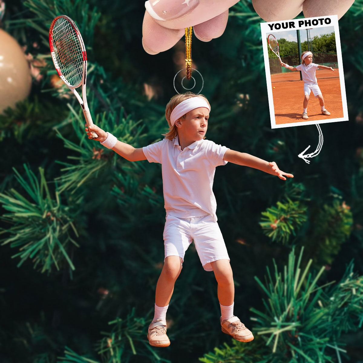 Little Player Personalized Photo Mica Ornament Christmas Gift For Tennis Players Tenni
