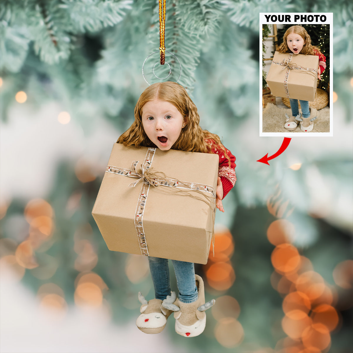Little Princess Surprise Personalized Photo Mica Ornament Christmas Gift For Family Family