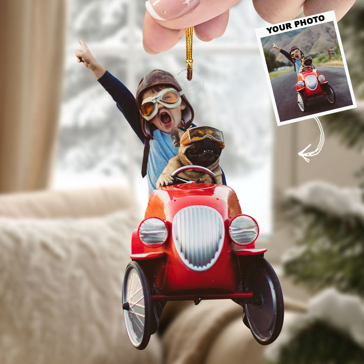 Little Racer Adventures Personalized Photo Mica Ornament Christmas Gift For Baby Family