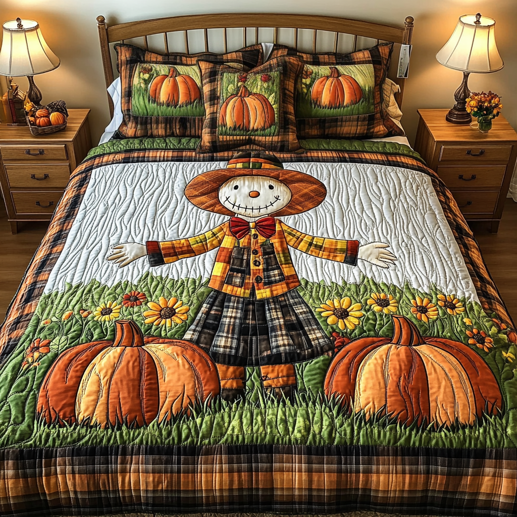 Little Scarecrow Quilted Bedding Set Best Comforter Sets Cozy Fall Gift Ideas
