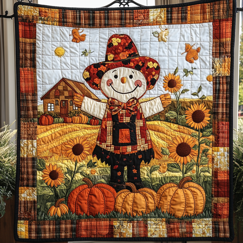 Little Scarecrow Quilted Blanket Cozy Fall Blankets Skull Birthday Presents