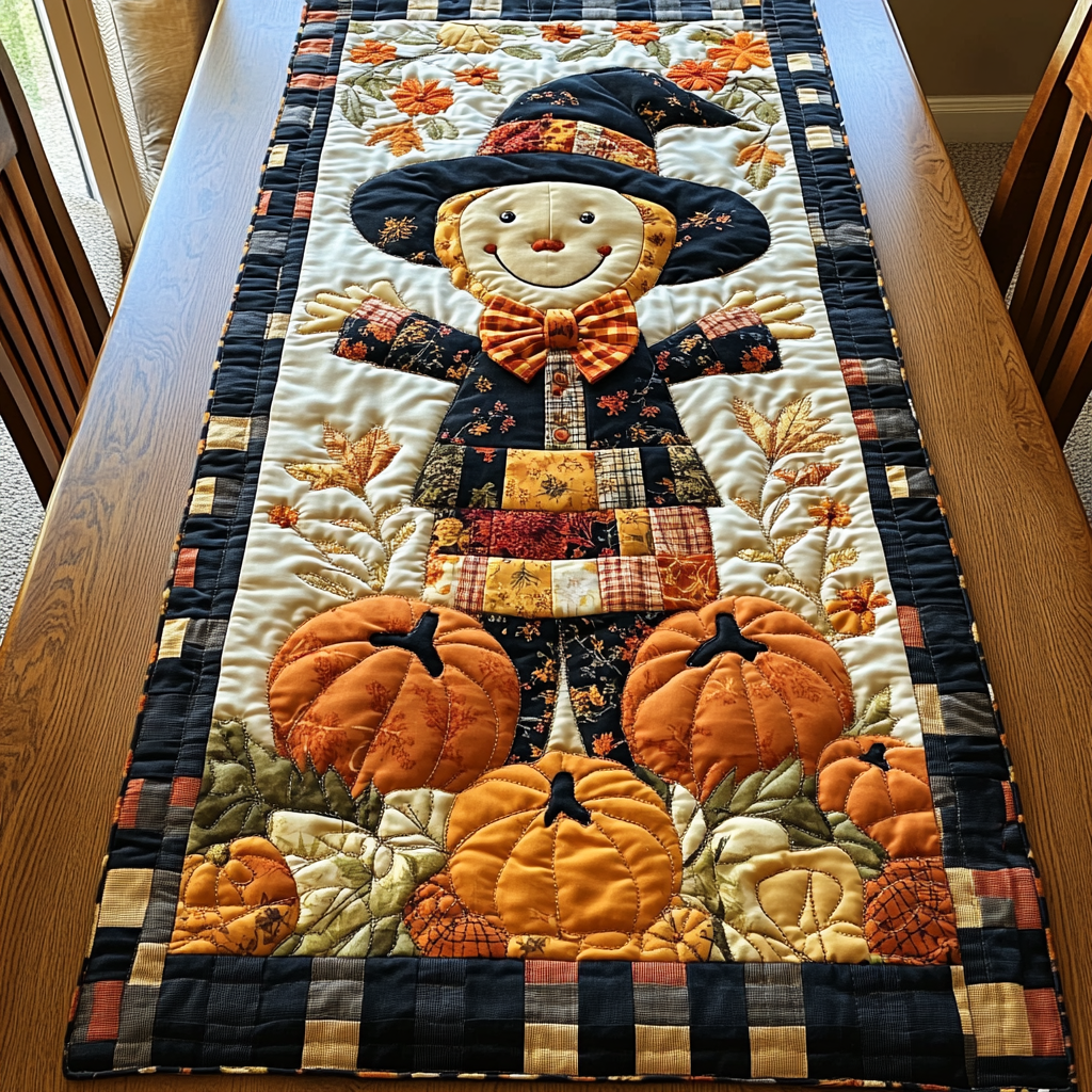 Little Scarecrow Quilted Table Runner Fall Table Cover Gifts For My Mother In Law