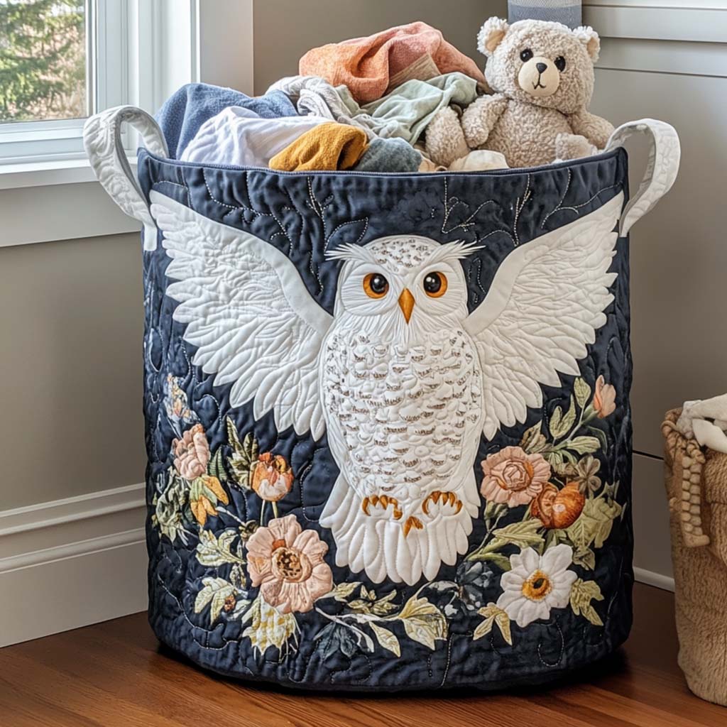Little Screech Quilted Laundry Basket Quilted Fabric Laundry Bin for Organized Living