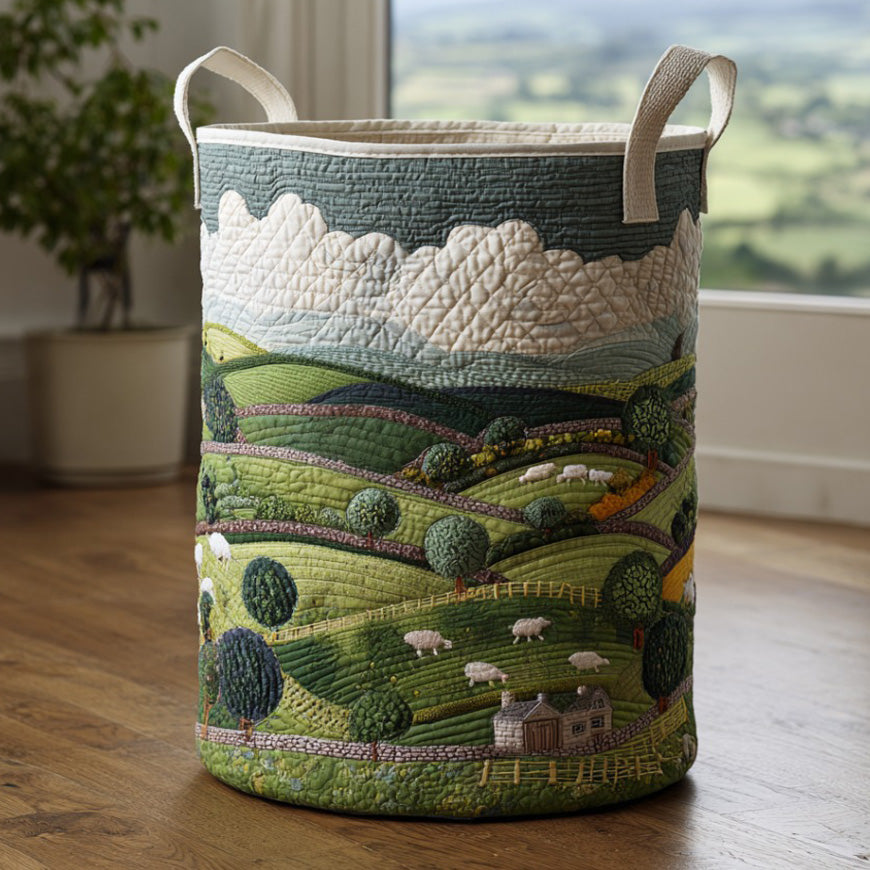 Little Sheep Field Quilted Laundry Basket Birthday Merch Gift
