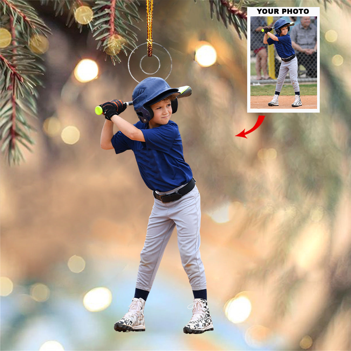 Little Slugger Personalized Photo Mica Ornament Christmas Gift For Sport Lover