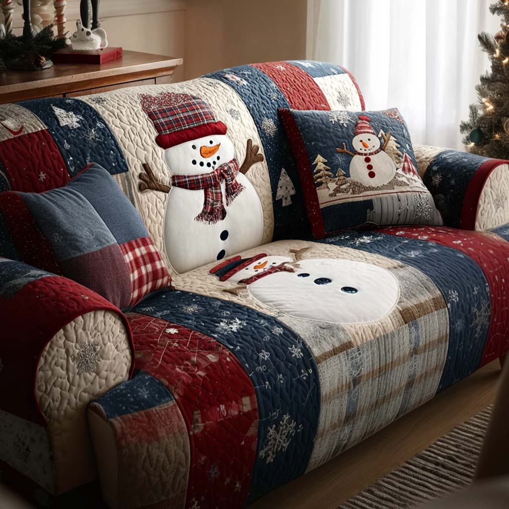 Little Snowflake Quilted Sofa Cover Holiday Living Decorations Unique Gifts Family