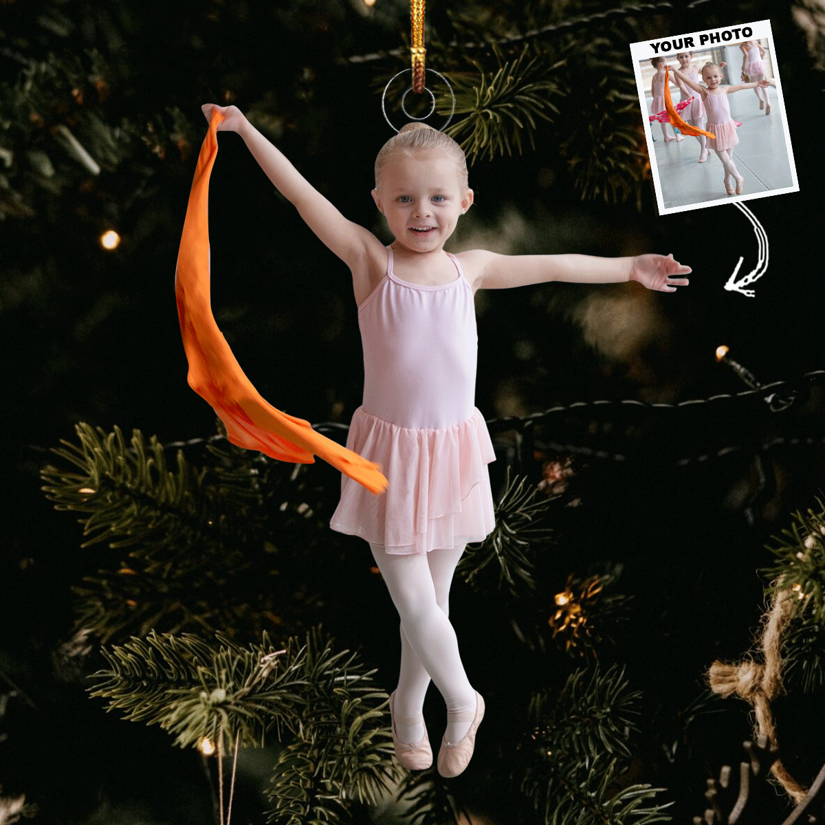Little Swan Personalized Photo Mica Ornament Christmas Gift For Ballet Lovers