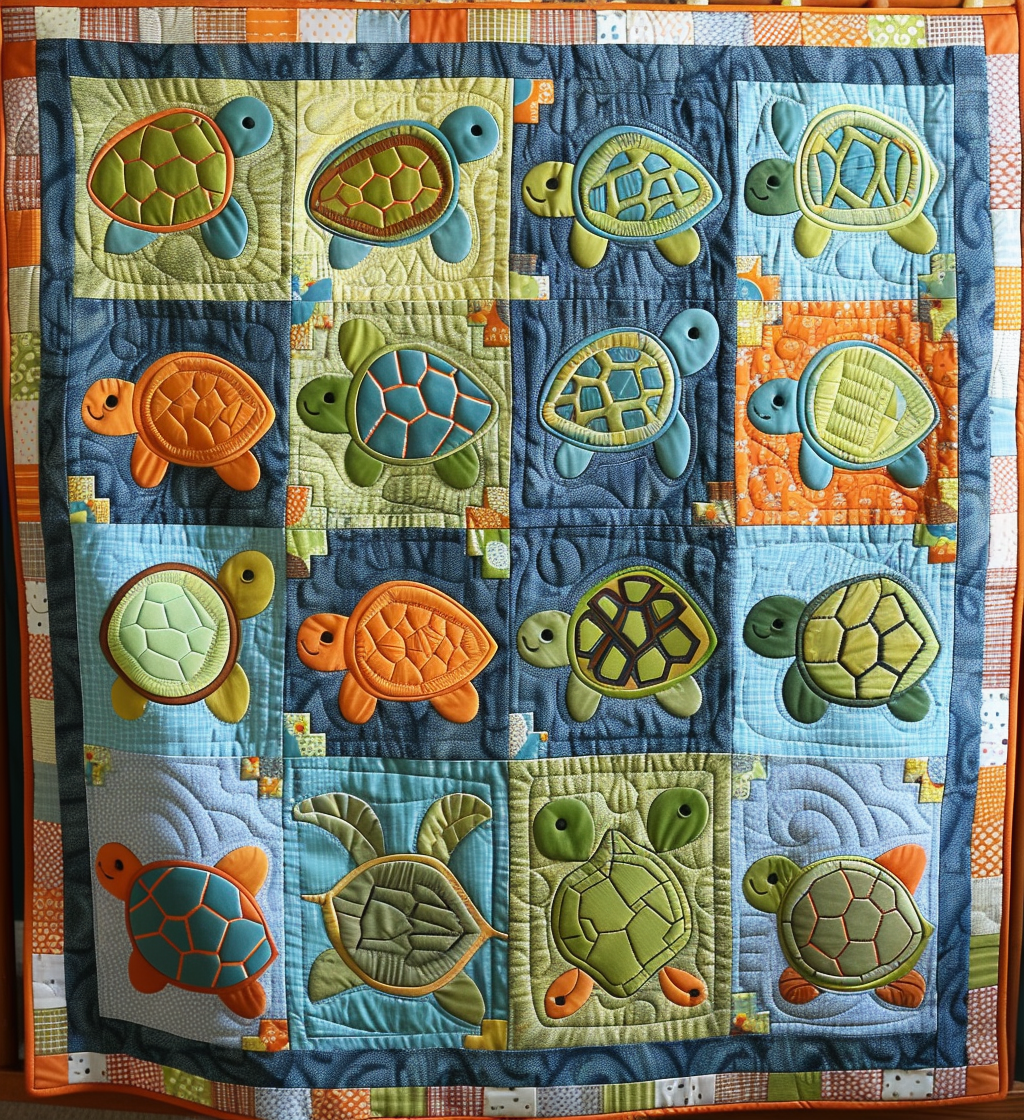 Little Turtles Quilted Blanket Gifts For A Turtle Lover