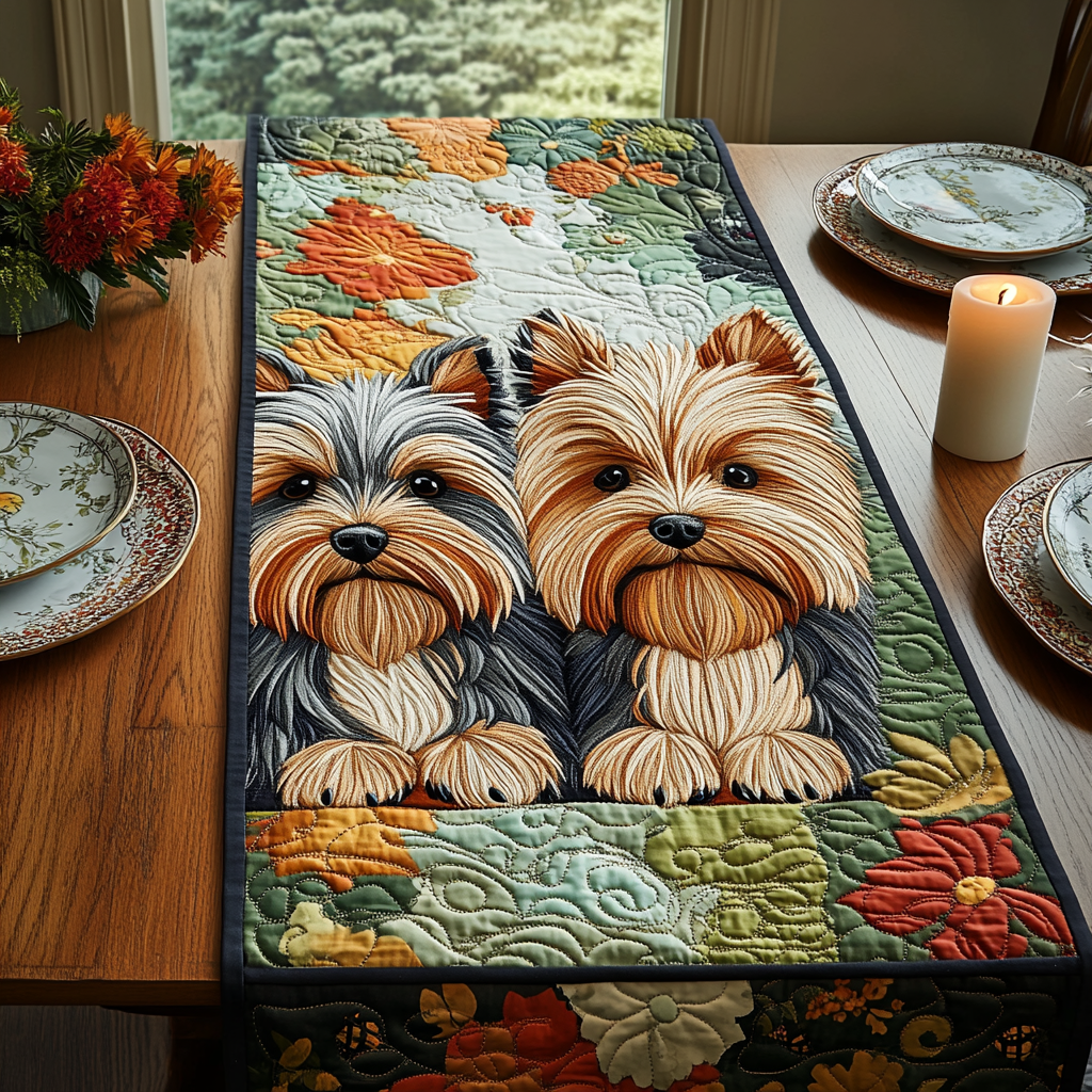 Little Yorkie Quilted Table Runner Dining Room Table Decor Ideas Yorkie Gifts For Her