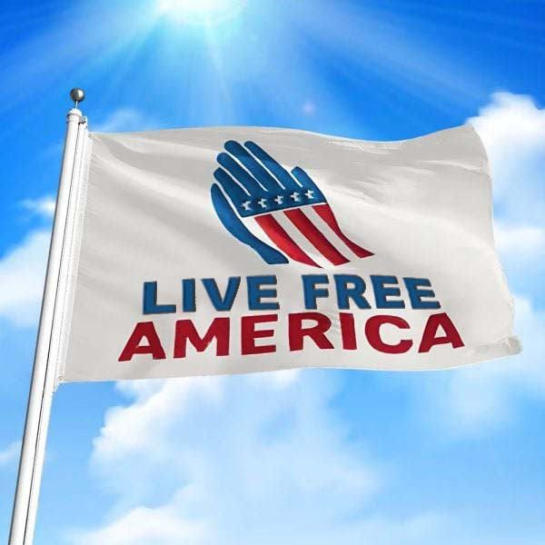 Live Free America Flag Patriotic USA Handprint Outdoor Flag Freedom Gifts Decor