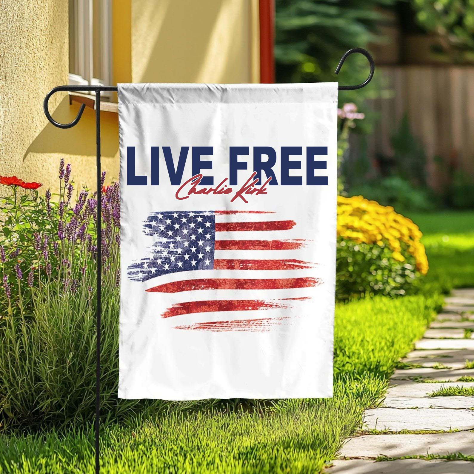 Live Free Charlie Kirk Flag In Memory Of Charlie Kirk America Flag Trump Supporters