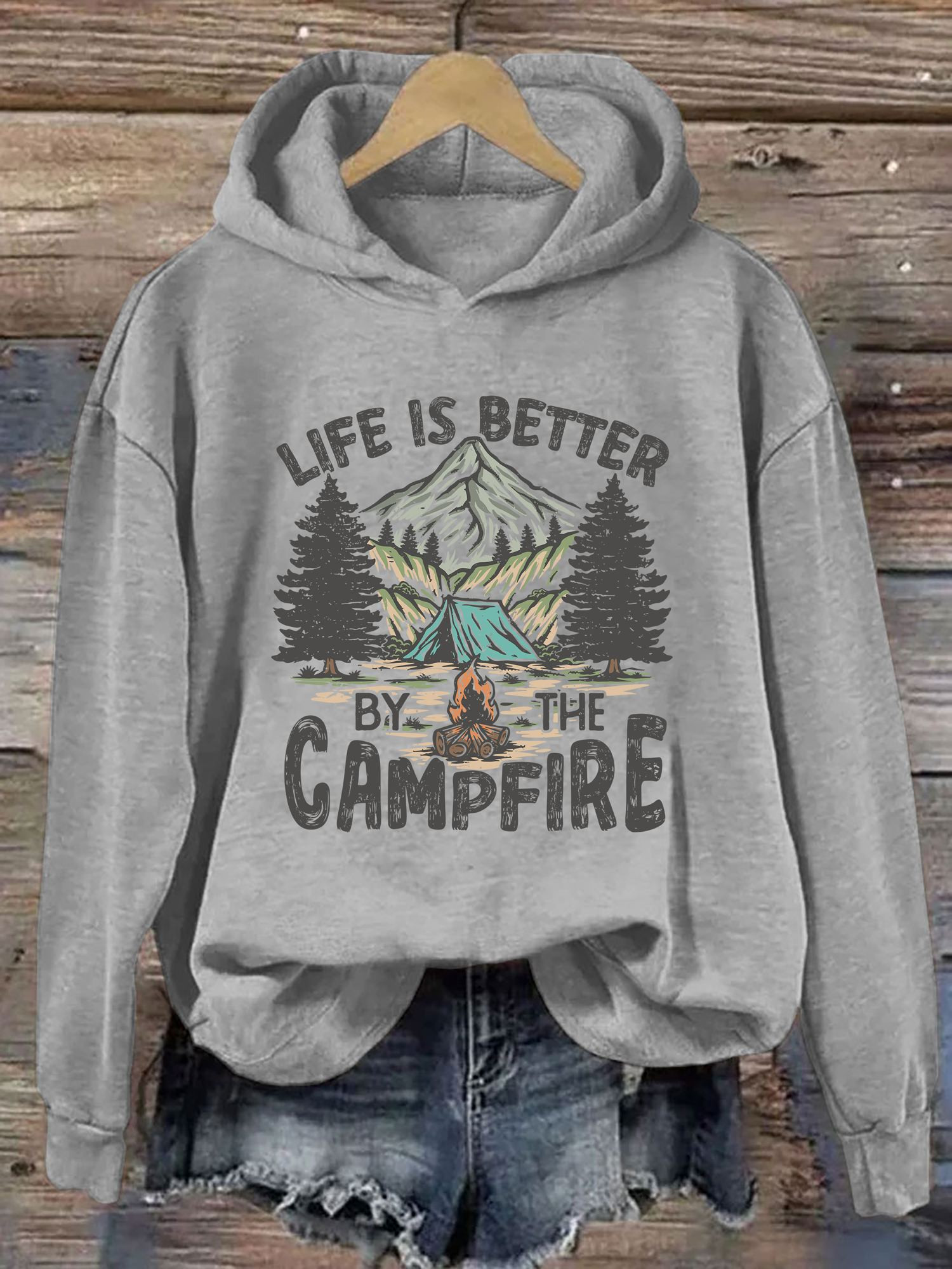Live Is Better By The Campfire Hoodie Nature Vibe Meme Clothing Gifts For Campers