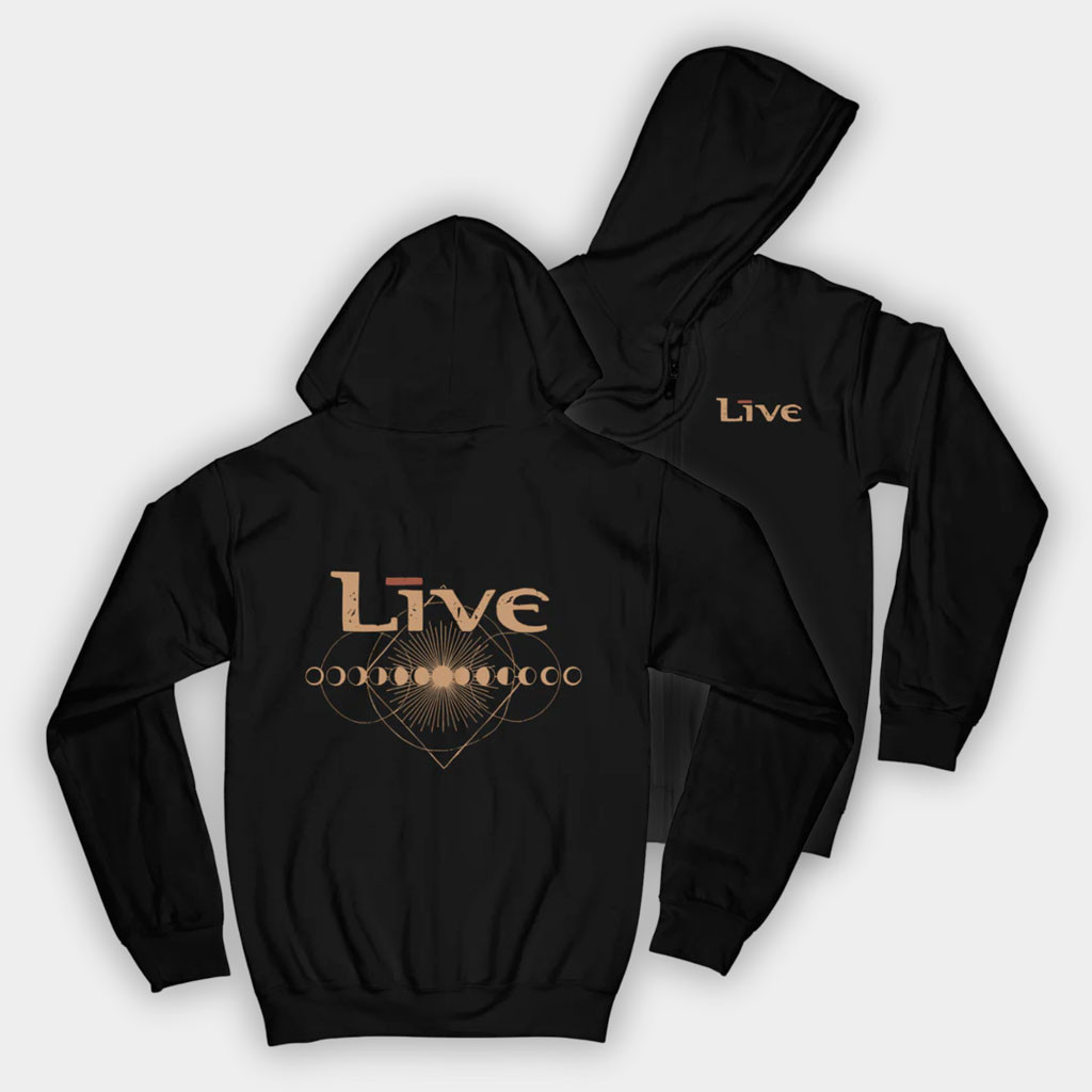 Live The Band Merch 2026 Moon Zip Hoodie Cool Gifts For Music Lovers