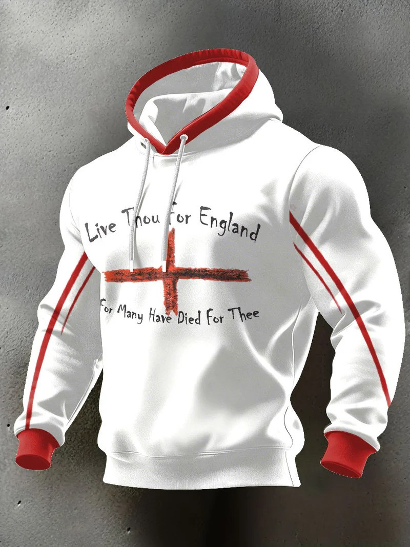 Live Thou For England Hoodie St George Cross Football Fan Outerwear Best Gift For English Pride