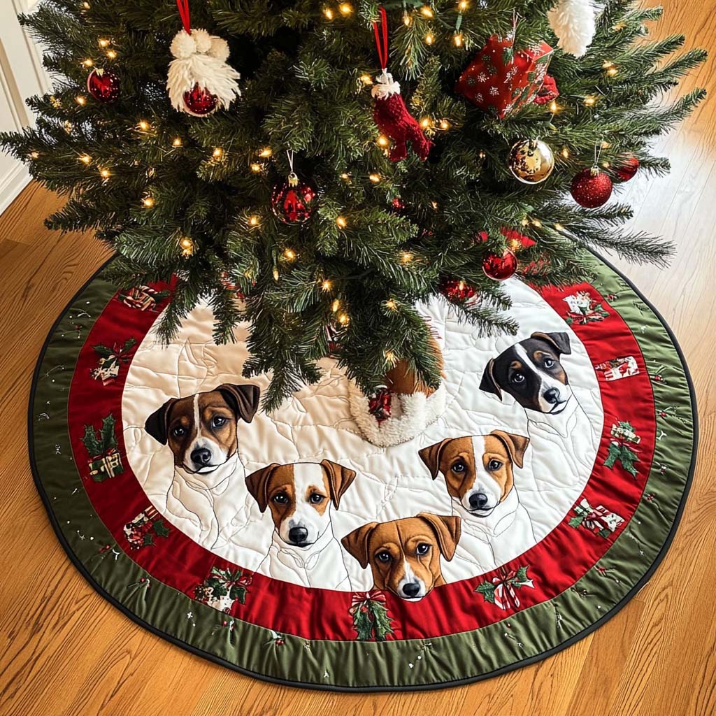 Lively Jack Russell Christmas Quilted Tree Skirt Cozy Holiday Home Decor Christmas Hearth And Home Decor
