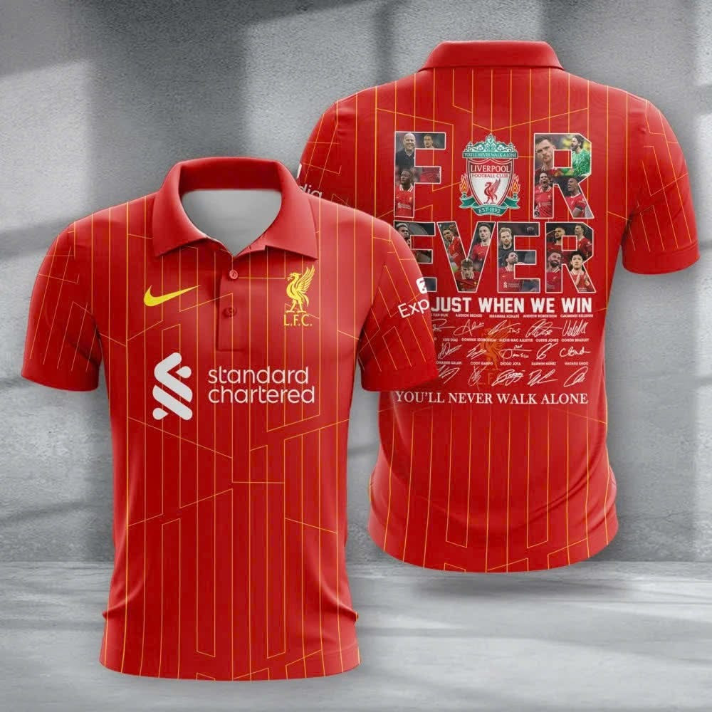 Liverpool Champions League Polo Shirt Forever Not Just When We Win You'll Never Walk Alone