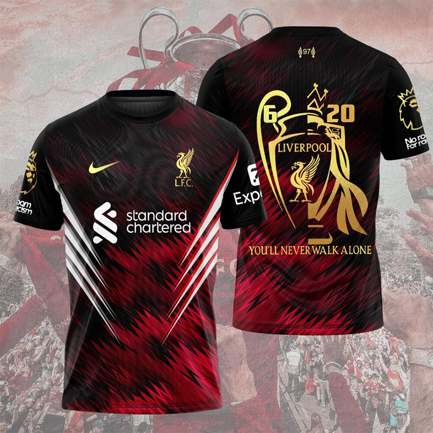 Liverpool Champions Premier League 20 Time Shirt You'll Never Walk Alone F.C. Merch Apparel