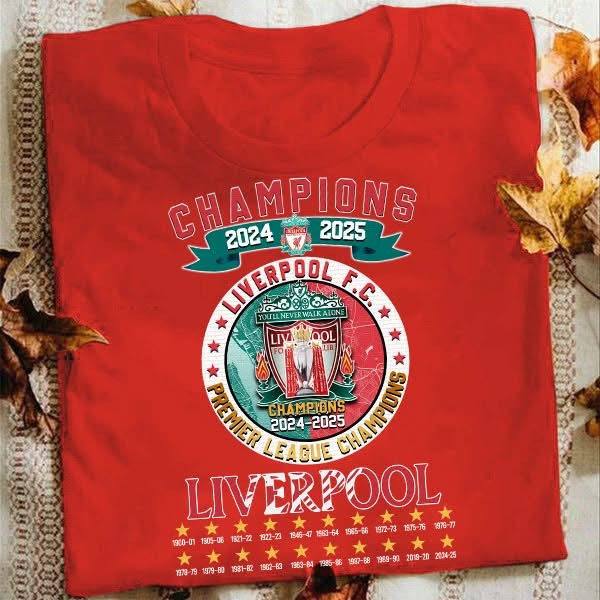 Liverpool Champions Premier League 2025 T-Shirt Red L.F.C Merch Fan Best Gifts For Him