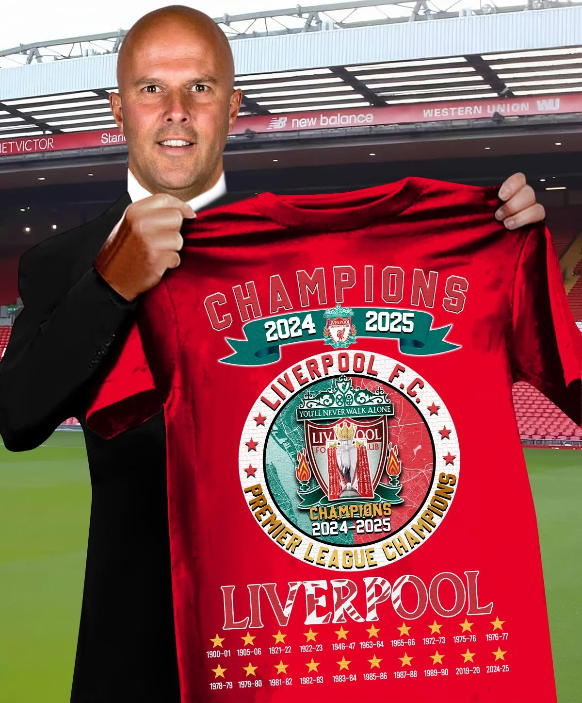 Liverpool Champions Premier League 2025 T-Shirt Red Liverpool Football Club Merch Clothing